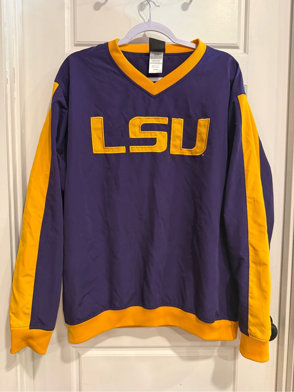 Knights Apparel LSU Tigers Windbreaker Pullover Men’s M Purple Gold V Neck